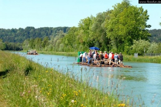 Float ride on the river Loisach and Isar in Germany