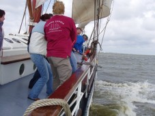 Three mast clipper sailing