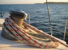 Three mast clipper sailing